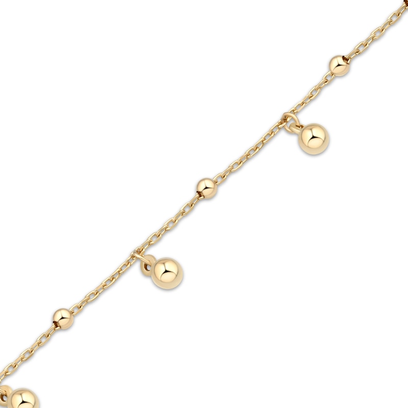 Main Image 3 of Bead Station & Dangle Bracelet Hollow 10K Yellow Gold 7.5"