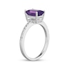 Thumbnail Image 2 of Emerald-Cut Amethyst & White Lab-Created Sapphire Hidden Halo Ring Sterling Silver