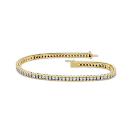 Men's Lab-Grown Diamond Square Link Tennis Bracelet 3 ct tw 10K Yellow Gold 8.5"