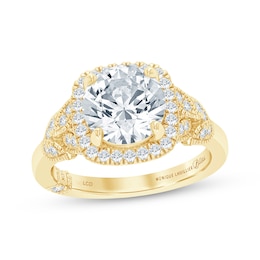 Monique Lhuillier Bliss Round-Cut Lab-Grown Diamond Cushion Halo Engagement Ring 2-1/3 ct tw 18K Yellow Gold
