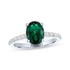 Thumbnail Image 1 of Oval-Cut Lab-Created Emerald & White Lab-Created Sapphire Ring Sterling Silver