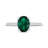 Thumbnail Image 3 of Oval-Cut Lab-Created Emerald & White Lab-Created Sapphire Ring Sterling Silver