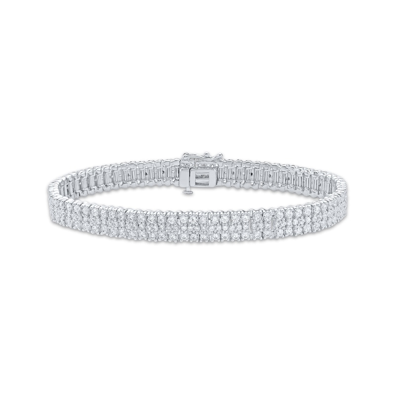 Main Image 1 of KAY Lab-Grown Diamonds Three-Row Bracelet 6 ct tw 10K White Gold 7"