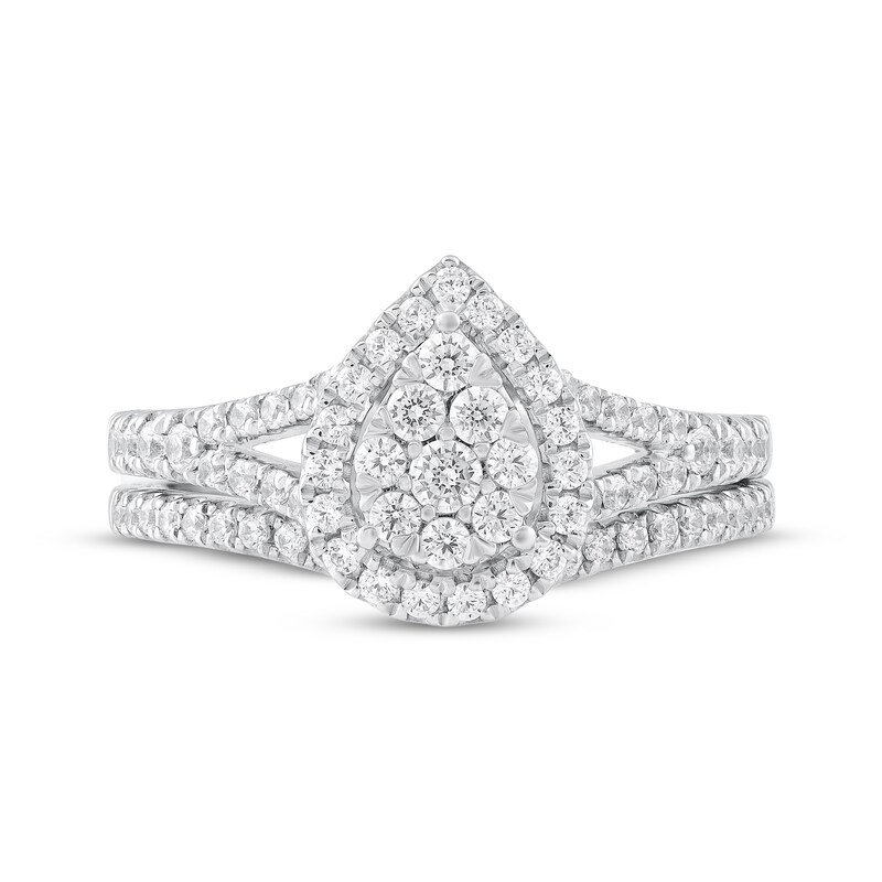 Main Image 3 of Adore Multi-Diamond Pear-Shaped Halo Bridal Set 3/4 ct tw 10K White Gold