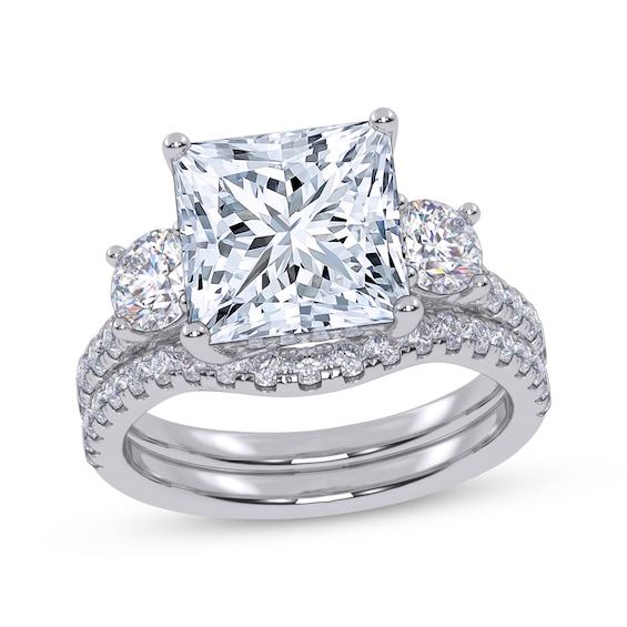 Adore Princess & Round-Cut Lab-Grown Diamond Three-Stone Bridal Set 4 ct tw 14K White Gold