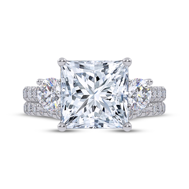Main Image 3 of Adore Princess & Round-Cut Lab-Grown Diamond Three-Stone Bridal Set 4 ct tw 14K White Gold