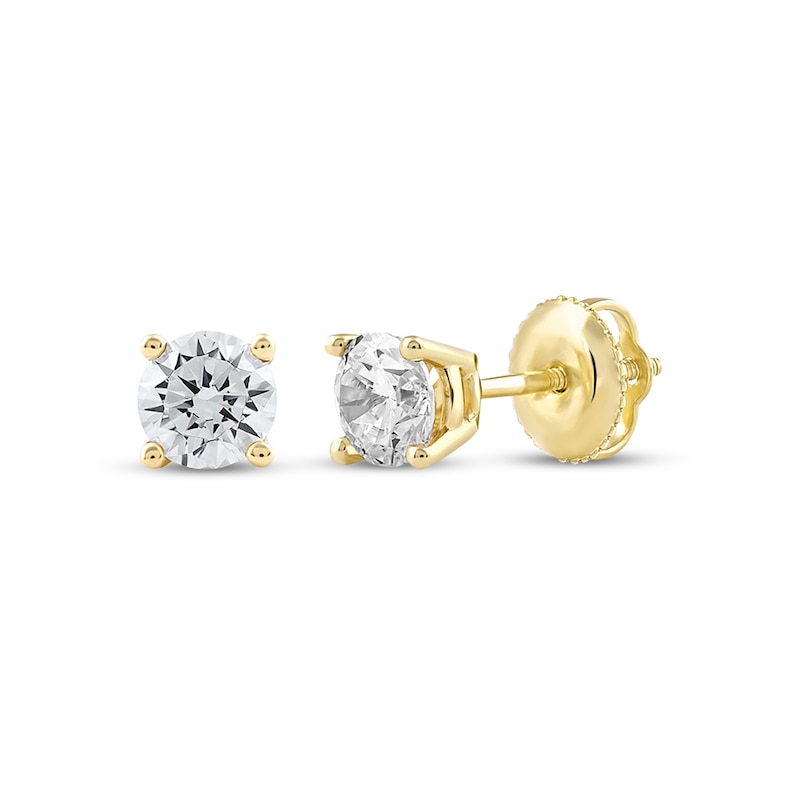 Main Image 1 of KAY Lab-Grown Diamonds Round-Cut Solitaire Stud Earrings 3/4 ct tw 14K Yellow Gold (F/VS2)
