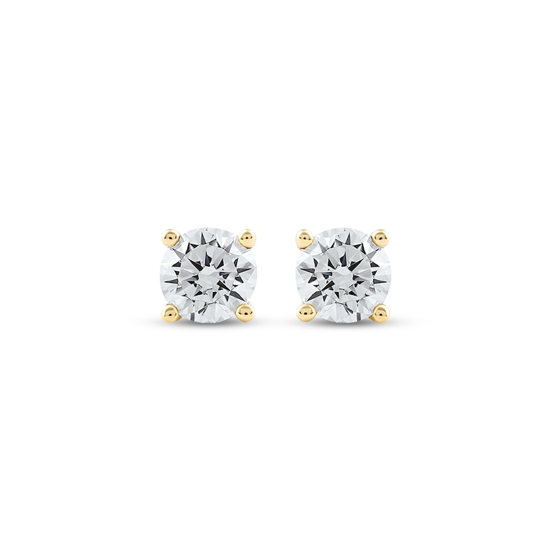 Main Image 2 of KAY Lab-Grown Diamonds Round-Cut Solitaire Stud Earrings 3/4 ct tw 14K Yellow Gold (F/VS2)