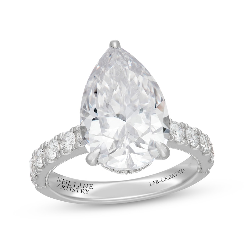 Main Image 1 of Neil Lane Artistry Pear-Shaped Lab-Grown Diamond Hidden Halo Engagement Ring 7 ct tw 14K White Gold