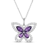 Thumbnail Image 2 of Amethyst & White Lab-Created Sapphire Butterfly Necklace & Stud Earrings Gift Set Sterling Silver