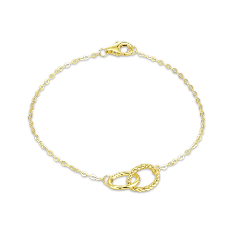 Main Image 1 of Reaura Interlocking Circles Bracelet Repurposed 14K Yellow Gold 7.5"
