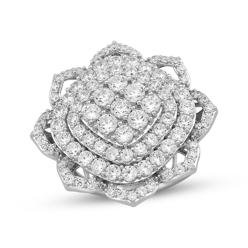 Main Image 1 of Multi-Diamond Flower Ring 3 ct tw 10K White Gold