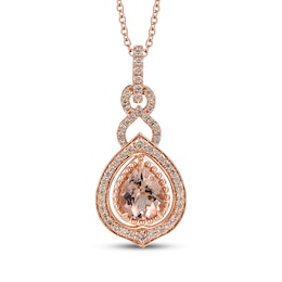 Le Vian Pear-Shaped Morganite Necklace 5/8 ct tw Diamonds 14K Strawberry Gold 20"