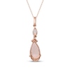 Thumbnail Image 3 of Pear-Shaped Morganite, Marquise-Cut Aquamarine & Diamond Drop Necklace 1/20 ct tw 10K Rose Gold 18"