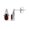 Thumbnail Image 3 of Oval-Cut Garnet & White Lab-Created Sapphire Drop Earrings Sterling Silver
