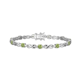 Peridot & White Lab-Created Sapphire Infinity Link Bracelet Sterling Silver 7.25"