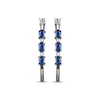 Thumbnail Image 2 of Oval-Cut Blue Lab-Created Sapphire & White Lab-Created Sapphire Hoop Earrings Sterling Silver