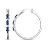 Thumbnail Image 3 of Oval-Cut Blue Lab-Created Sapphire & White Lab-Created Sapphire Hoop Earrings Sterling Silver