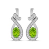 Thumbnail Image 2 of Oval-Cut Peridot & White Lab-Created Sapphire Ribbon Drop Earrings Sterling Silver
