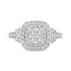 Thumbnail Image 3 of Adore Princess-Cut Quad Diamond Double Halo Engagement Ring 1 ct tw 10K White Gold