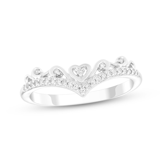Diamond Heart & Swirl Chevron Fashion Ring 1/10 ct tw Sterling Silver