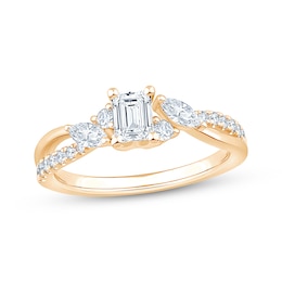 Adore Heirloom Emerald-Cut Engagement Ring 7/8 ct tw 18K Yellow Gold