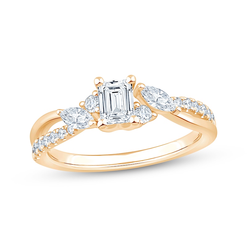 Main Image 1 of Adore Heirloom Emerald-Cut Engagement Ring 7/8 ct tw 18K Yellow Gold