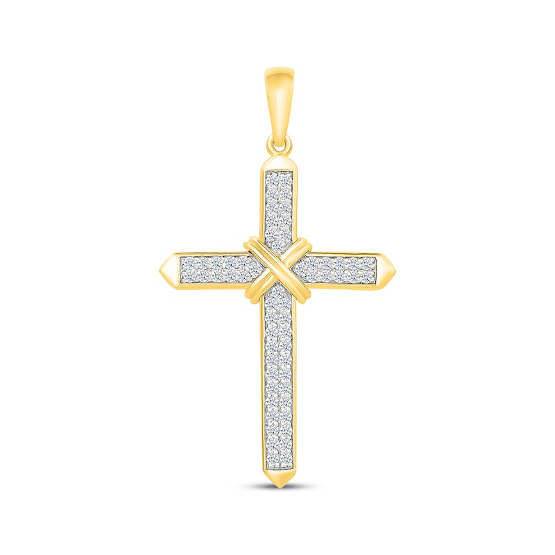 Main Image 1 of Diamond Wrapped Center Cross Charm 1/2 ct tw 10K Yellow Gold