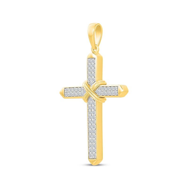 Main Image 2 of Diamond Wrapped Center Cross Charm 1/2 ct tw 10K Yellow Gold