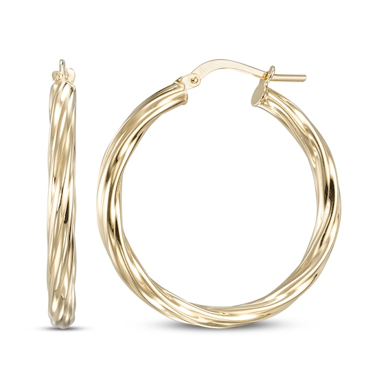 Twist Hoop Earrings 24K Yellow Gold Vermeil Sterling Silver 30mm