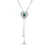 Thumbnail Image 1 of Heart-Shaped Lab-Created Emerald & White Lab-Created Sapphire Bolo Necklace Sterling Silver 28"