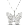 Thumbnail Image 1 of Marquise & Round-Cut White Lab-Created Sapphire Butterfly Necklace Sterling Silver 20"