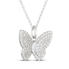 Thumbnail Image 2 of Marquise & Round-Cut White Lab-Created Sapphire Butterfly Necklace Sterling Silver 20"
