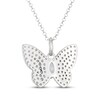 Thumbnail Image 3 of Marquise & Round-Cut White Lab-Created Sapphire Butterfly Necklace Sterling Silver 20"