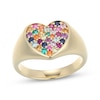 Thumbnail Image 1 of Natural & Lab-Created Gemstone Rainbow Heart Ring 24K Yellow Gold-Plated Sterling Silver