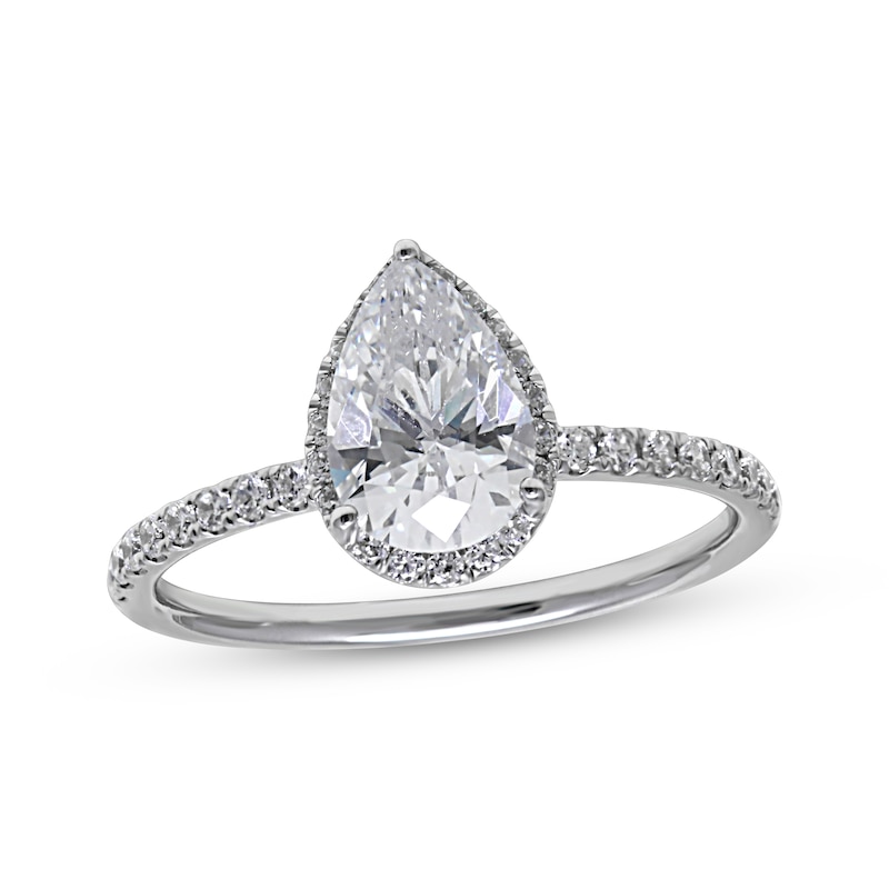 Main Image 1 of KAY Signature Collection Pear-Shaped Lab-Grown Diamond Halo Engagement Ring 1-1/2 ct tw 14K White Gold