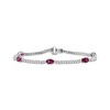 Thumbnail Image 1 of Oval-Cut Lab-Created Ruby & White Lab-Created Sapphire Bracelet Sterling Silver 7.5"