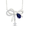 Thumbnail Image 1 of Blue & White Lab-Created Sapphire Bow Necklace Sterling Silver 18"