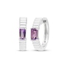 Thumbnail Image 1 of Octagon-Cut Amethyst Solitaire Hoop Earrings Sterling Silver