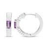 Thumbnail Image 3 of Octagon-Cut Amethyst Solitaire Hoop Earrings Sterling Silver