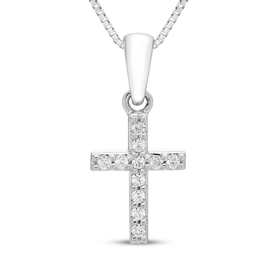 Diamond Cross Necklace 1/20 ct tw 10K White Gold 18"