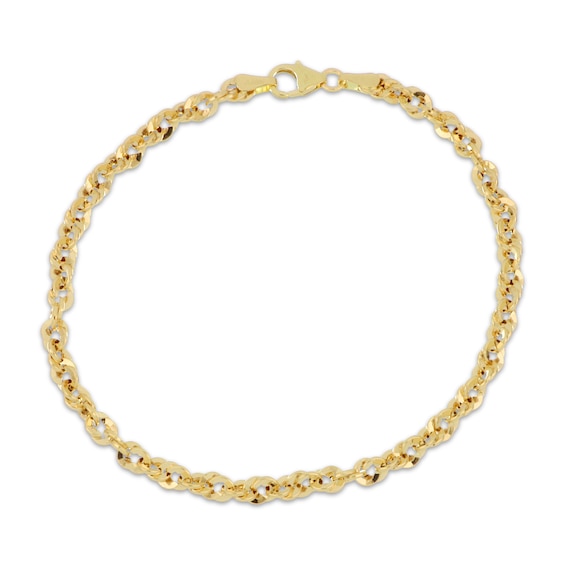 3.6mm Rope Chain Bracelet Hollow 10K Yellow Gold 7.5"