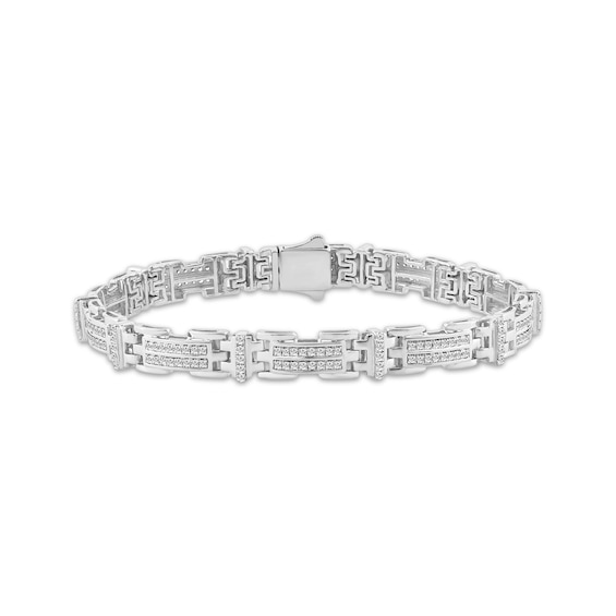 Men's Diamond Link Bracelet 2 ct tw Sterling Silver 8.5"