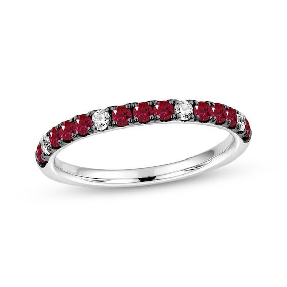 Lab-Created Ruby & White Lab-Created Sapphire Stackable Ring Sterling Silver