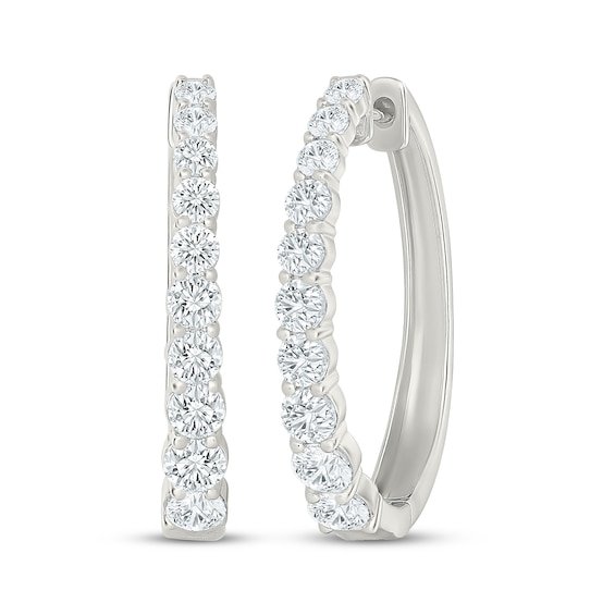 KAY Lab-Grown Diamonds Graduated Hoop Earrings 3 ct tw 10K White Gold