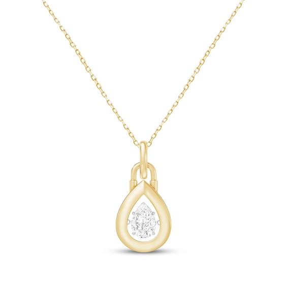 Unstoppable Love Pear-Shaped Lab-Grown Diamond Solitaire Teardrop Necklace 1/3 ct tw 14K Yellow Gold 18" (F/VS2)
