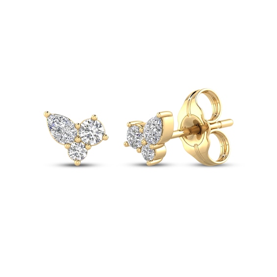 KAY Lab-Grown Diamonds Pear-Shaped & Round-Cut Trio Stud Earrings 1/3 ct tw 10K Yellow Gold