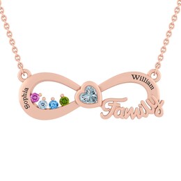 Color Stone Family Infinity Necklace