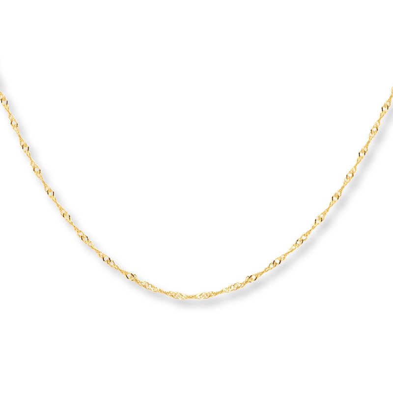 Solid Singapore Chain Necklace 10K Yellow Gold 30"