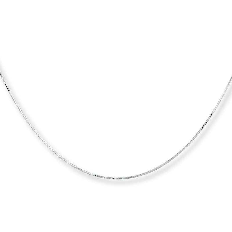 Solid Box Chain Necklace 10K White Gold 18"